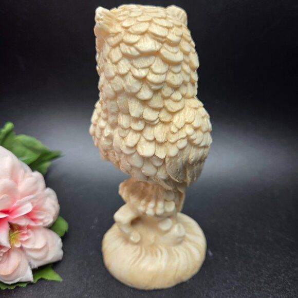 Vintage Italian Owl Sculpture "A Santini" Resin Owl Classic Figure - Picture 4 of 13